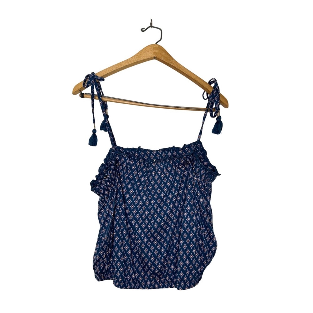 Lucky Brand Womens Boho Tie Strap Bubble Hem Tank Top Large L